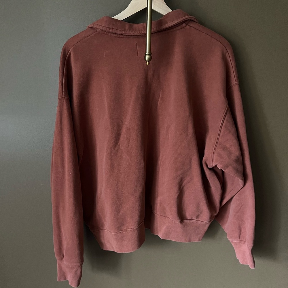 Gap Cropped Sweatshirt henley button down crop size L Burnt Orange